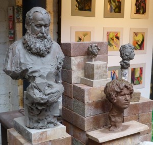 Sculpture and drawings by Simon Britton in the 'Old Bakery' Studio.
